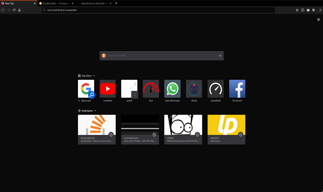 Yaru Dark Theme for Firefox